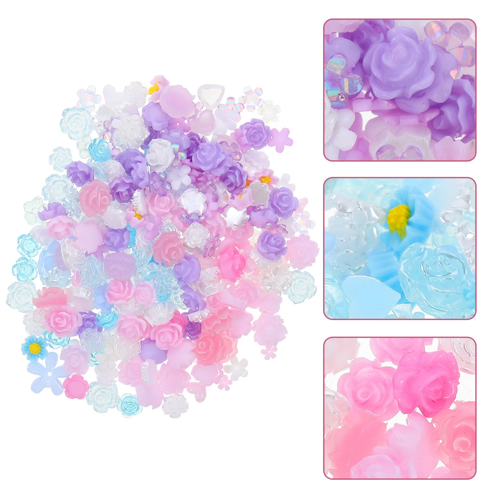 minkissy Set Di 3 Perline in Resina A Forma Di Fiore Di Rosa Con Retro Piatto Ciondoli Decorativi Per Manicure A Forma Di Pipistrello Per Gioielli Di Nail Art