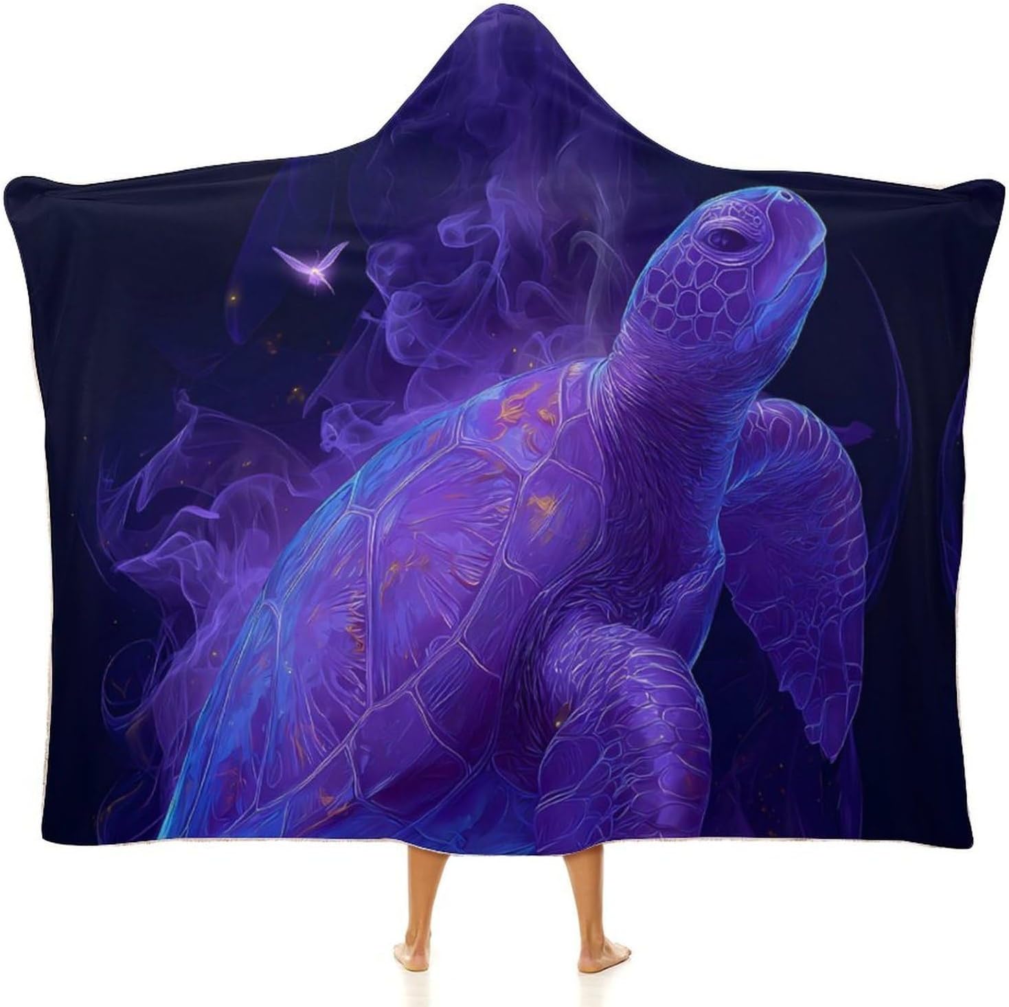 Magical Turtle Art Wearable Blanket Hoodie | Flannel Fuzzy Machine Washable Home Camping Lounging