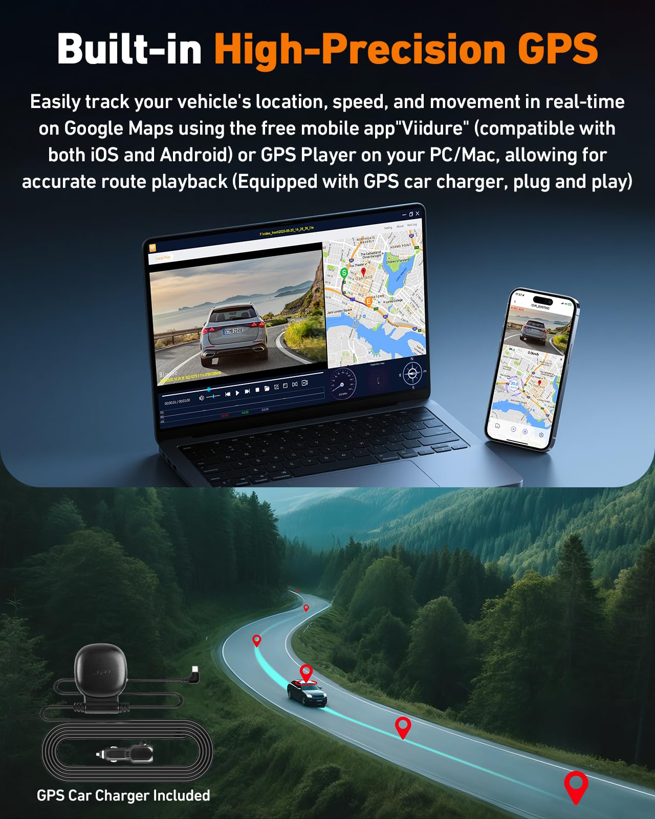 Dash Cam Front and Rear, 4K Dash Camera for Cars Built-in 5G WiFi & GPS, 3.2