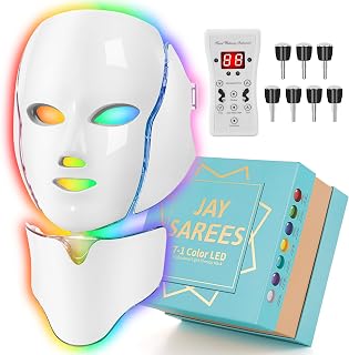 Red-Light-Therapy-for-Face, Led Face Mask Light Therapy, 7-1 Colors LED Facial Skin Care Mask (White)