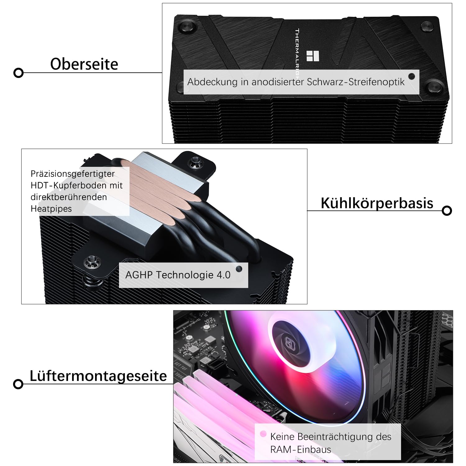 TR-Thermalright Assassin Spirit 120 EVO CPU Kühler-4 Heatpipes, leiser 120mm PWM Lüfter-ARGB, für AMD AM4 AM5,Intel LGA1851/1700/115x/1200,PC Kühler