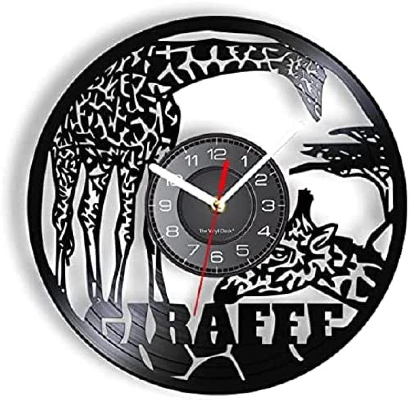 Horloge murale silencieuse girafe vinyle pour chambre enfant