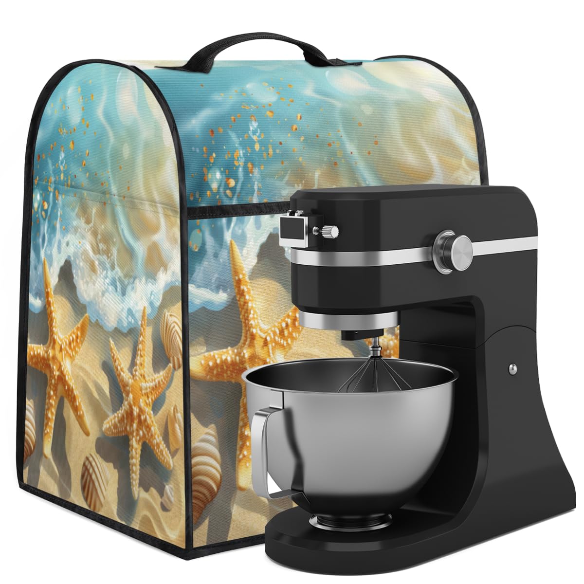 Coffee Maker Cover Beach Starfish Cute Kitchen Appliance Covers Small Appliance Covers Blender Cover Juicer Cover Dust Covers for Kitchen Appliances with Top Handle and Pockets,Washable,B166