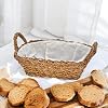 Deconox Handmade Natural Wicker Multi-Purpose Decorative Rectangular Basket with Handles, Bread Basket with Wicker Handles 27x18x8cm