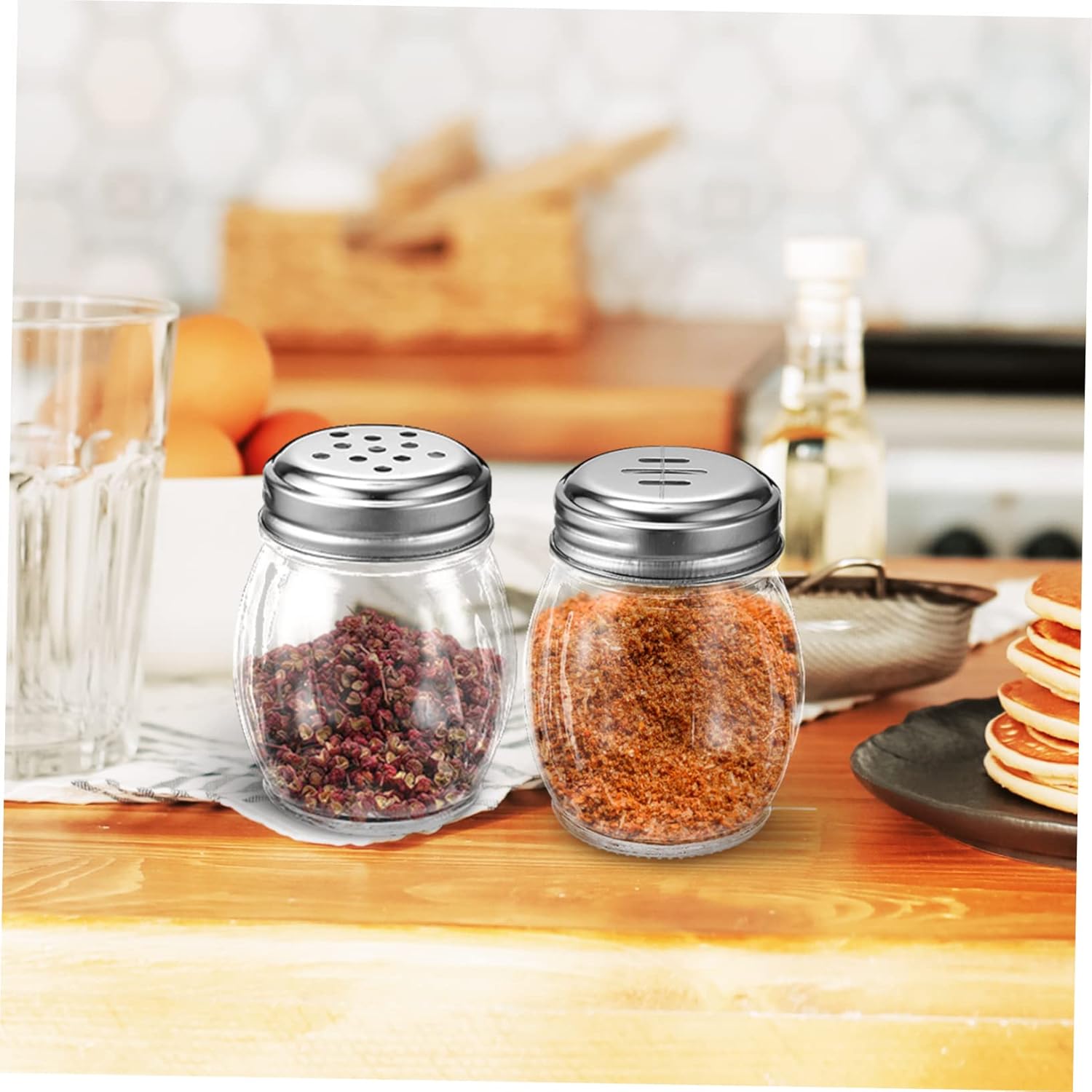 Happyyami 10 Pcs Glass Spice Jars with Two Lid Styles for Home Kitchen and Outdoor Camping Seasoning Containers for Salt Pepper and Other Condiments Convenient and Compact Design