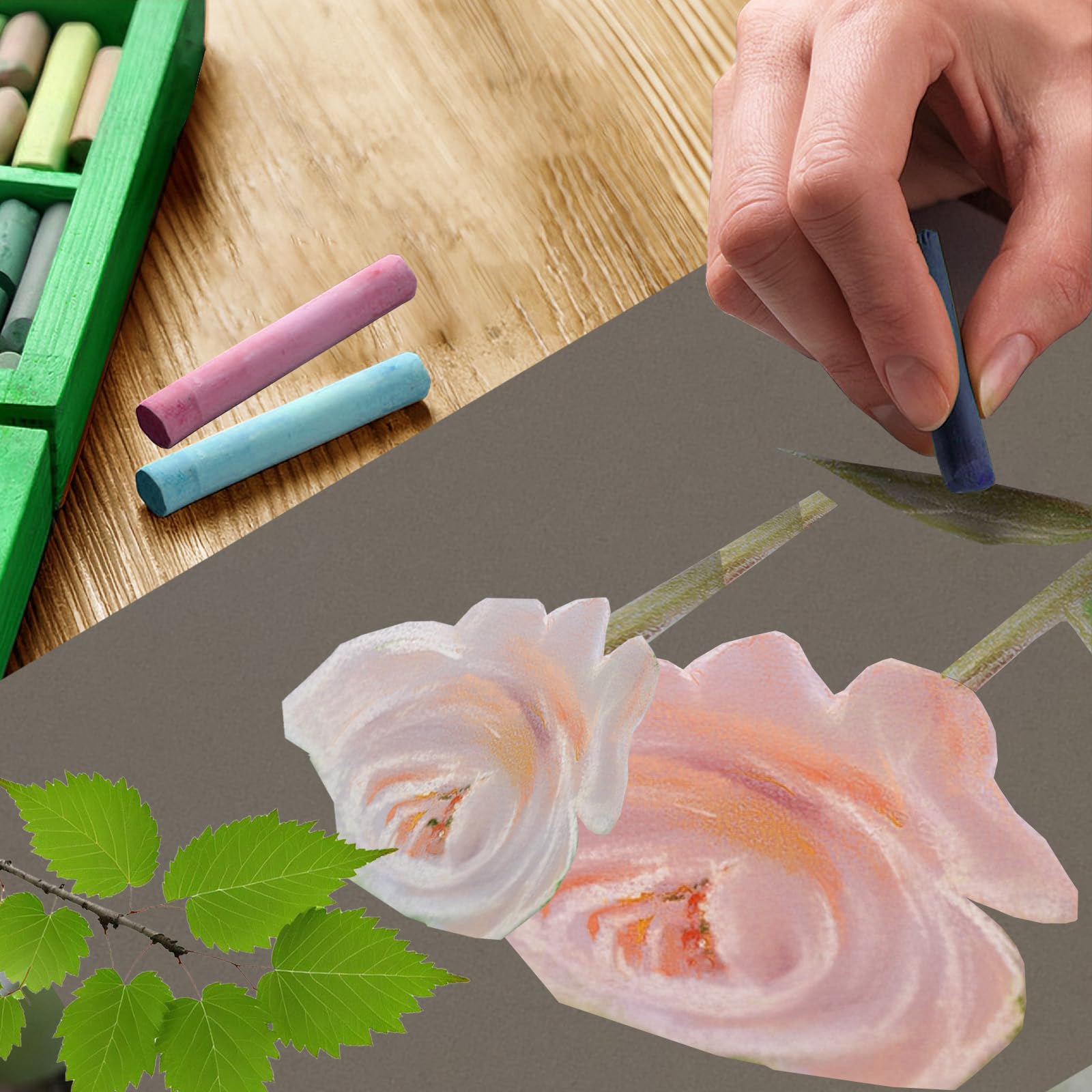 Himmlfel Carta pastello levigata, 10 fogli di carta vetrata 5 colori pastello per pastelli gessetti, matite, pittura a carbone, carta pastello ad olio per artisti e principianti (senza confini)