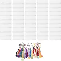 Asixxsix 50 PCS Marcadores de Papel Aquarela Em Branco Com Borlas Coloridas, Marcadores de Papel Aquarela de 2x5,9 Polegadas Com Furo para Pintura, Projetos DIY Etiqueta de Presente de