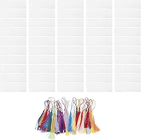 Asixxsix 50 PCS Marcadores de Papel Aquarela Em Branco Com Borlas Coloridas, Marcadores de Papel Aquarela de 2x5,9 Polegadas Com Furo para Pintura, Projetos DIY Etiqueta de Presente de