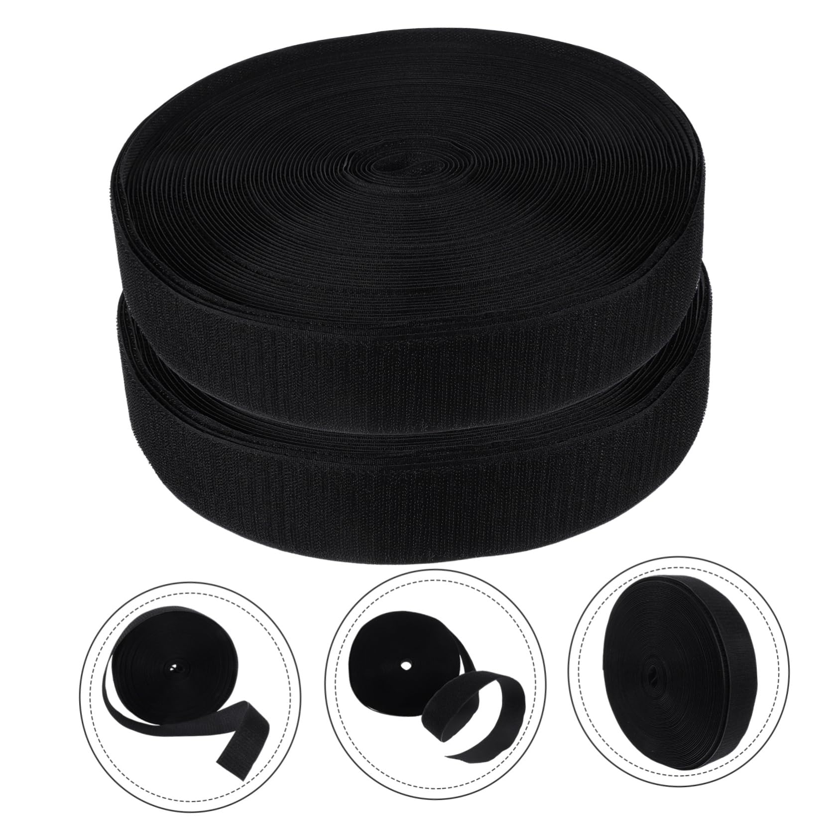 NUOBESTY Cinta De Gancho y Bucle De Nailon 5 Cm Negro y Para Coser Manualidades De Costura, Cierres Prácticos Para Ropa, Bolsos y Proyectos De Bricolaje, Uso Versátil Diario