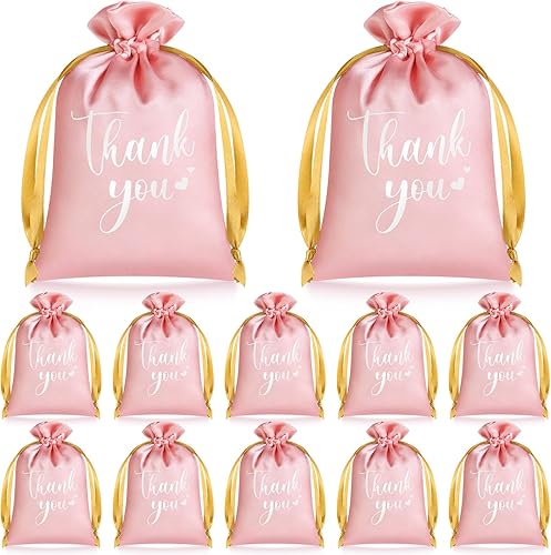 30 bolsas de agradecimiento, bolsas de regalo de satén de San Valentín de 5 x 7 pulgadas, bolsas de joyería con cordón pequeñas para invitados,