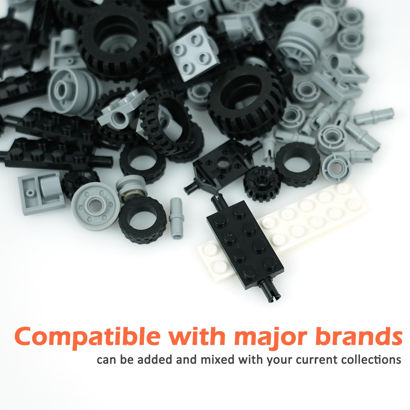 Wheels-and-Axles-Building-Blocks Set, 90Pcs of Brick Car Vehicle Tires and Chassis Parts Compatible with Major Brand Bricks - Image 3