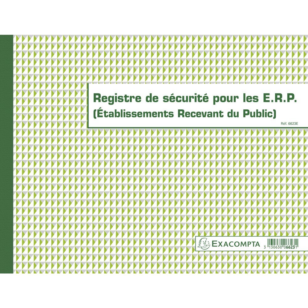Exacompta - Réf. 6620E - 1 Piqûre 27x32cm - Registre unique du personnel (salariés et stagiaires) - 56 pages & 6623E Registre de sécurité pour les Etablissements Recevant du Public (ERP) 32 pages