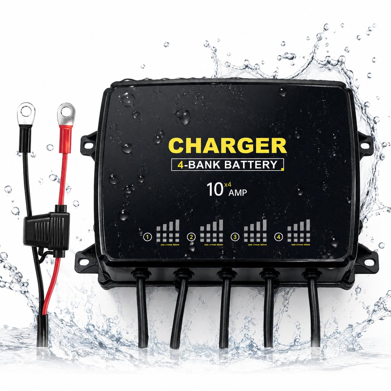 View 1 of ***SEE NOTES***4 Bank 40A Waterproof Onboard Charger 10A per Bank Marine Battery Charger