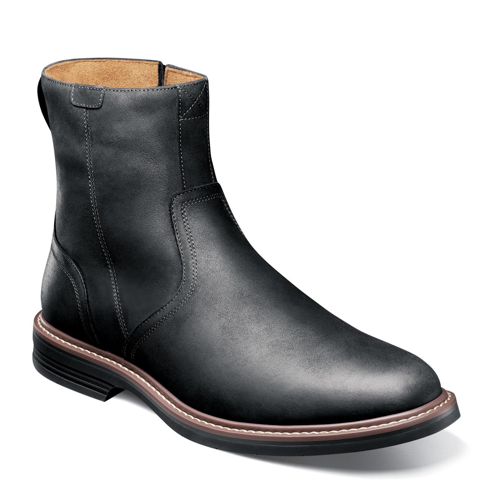 Norwalk PlainToe Side Zip Boot | Florsheim Black CH Dress Boots for Men