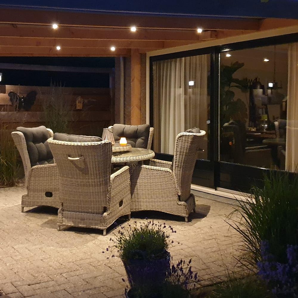 HOFTRONIC - 4er set dimmbare LED-Ein/Aufbaustrahler Navarra IP44 2700K Warmweiß CREE Deckenspots Einbauleuchte Aluminium ideal für Terrassendach, Bad, Dusche