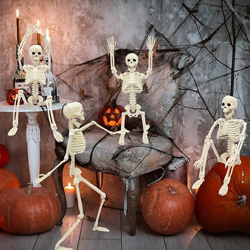 Miniatura 2 de 6 paquetes de esqueletos de Halloween, esqueletos posables de 16 pulgadas, decoraciones de Halloween con articulaciones movibles, mini esqueleto de