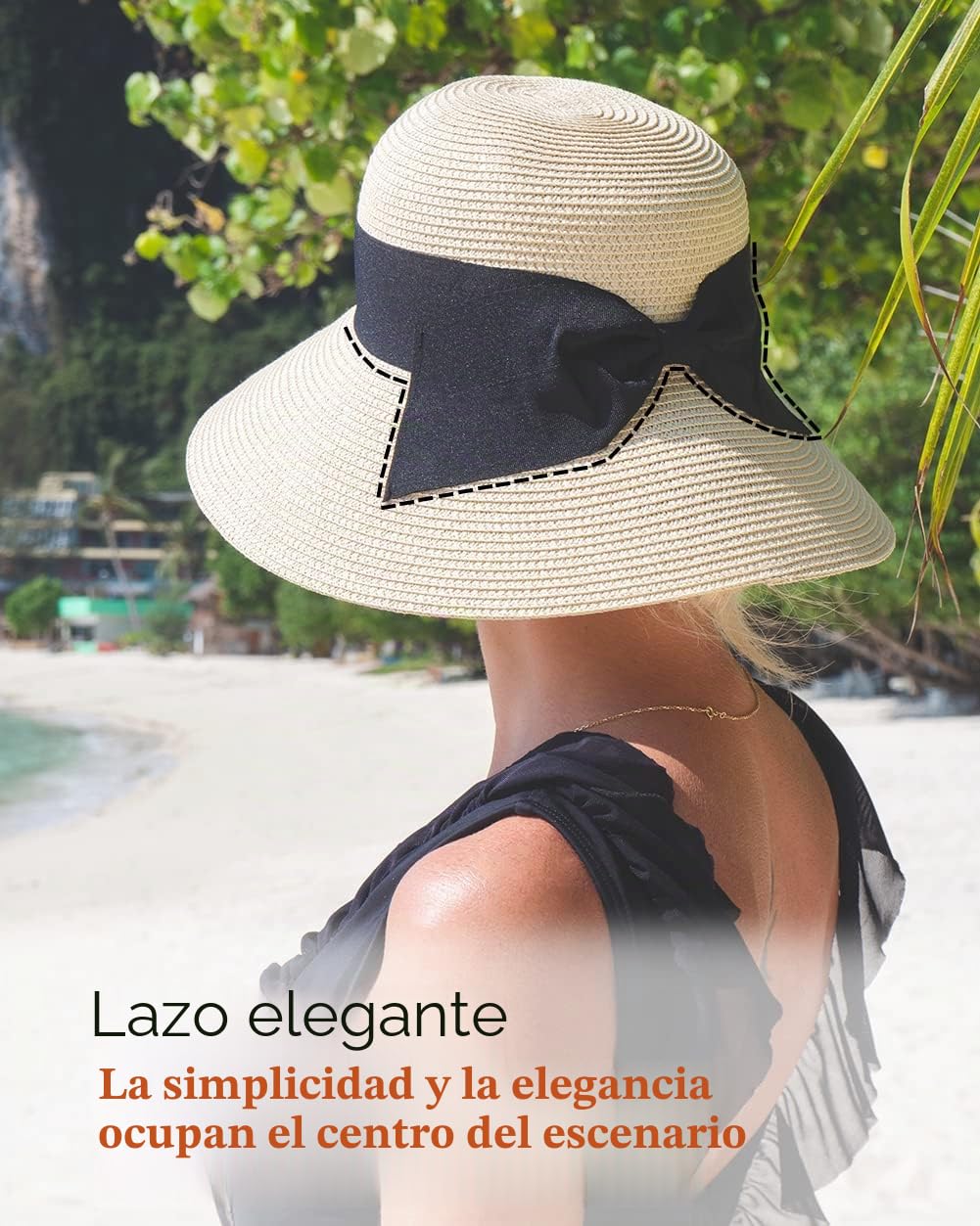Comhats Sombrero de Verano de Paja con sombrilla para Mujer Sombrero de Sol Suelto de Playa de ala Ancha