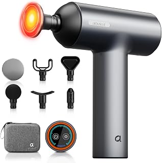 arboleaf Massagepistole Tiefengewebe mit Wärmefunktion, Massage Gun LED-Touchscreen mit 5 Massagestufen, 3 Wärmestufen & 6 Massageköpfen, Muskel Massagegerät 10mm Amplitude USB-C für Entspannung