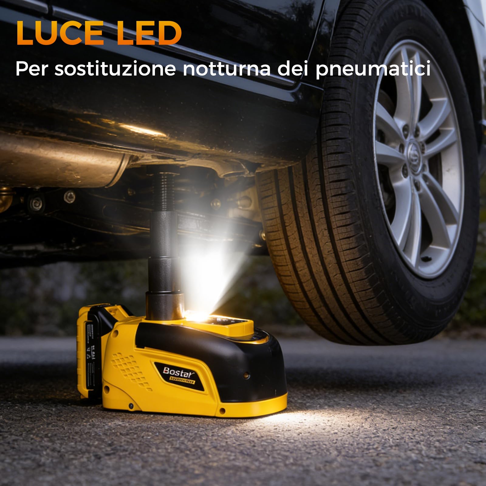 Bostar Cric Idraulico Elettrico 5T Compatibile Batteria Makita-18V, Kit Sollevatore Auto Senza Fili con Telecomando, Alzata 15-45cm, Cambio Gomme Professionale per SUV, Fuoristrada & Camper