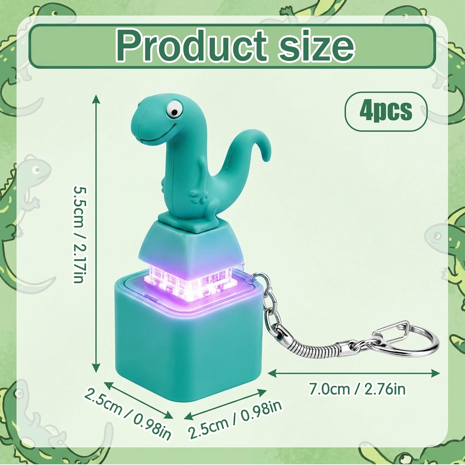 4PCS Lizard Button Fidget Toy, Lizard Keychain Sound Toy with Colorful Light & Real Keyboard Click Fidget, Adults Keyboard Clicker for Stress Relief & Travel & Fun image 2