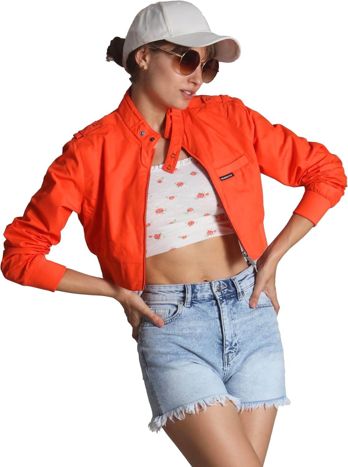 Members Only Mini Cropped Jacket Women Trendy Racer Jacket - Image 4
