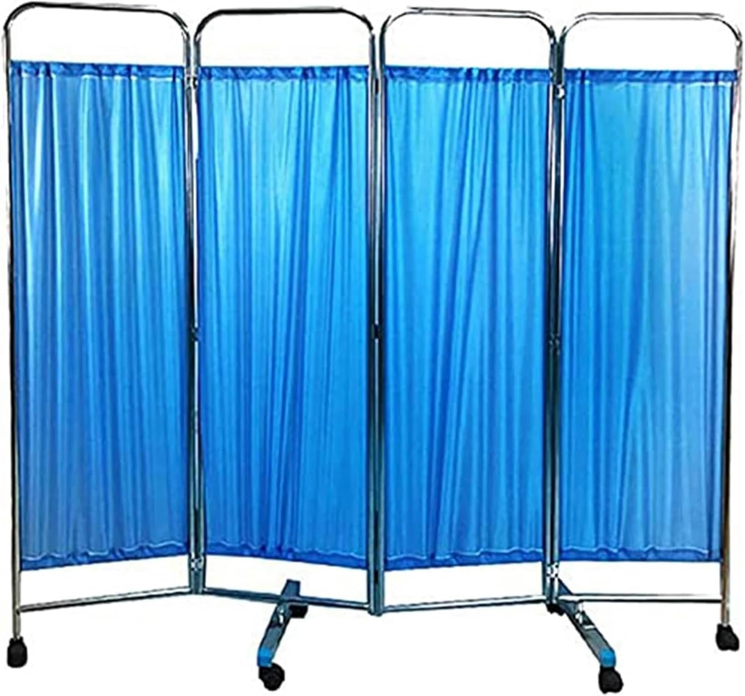 4 Panel Folding Rolling Privacy Screen, Medical Privacy Screen On Wheels for Clinic/Ward/Exam Room