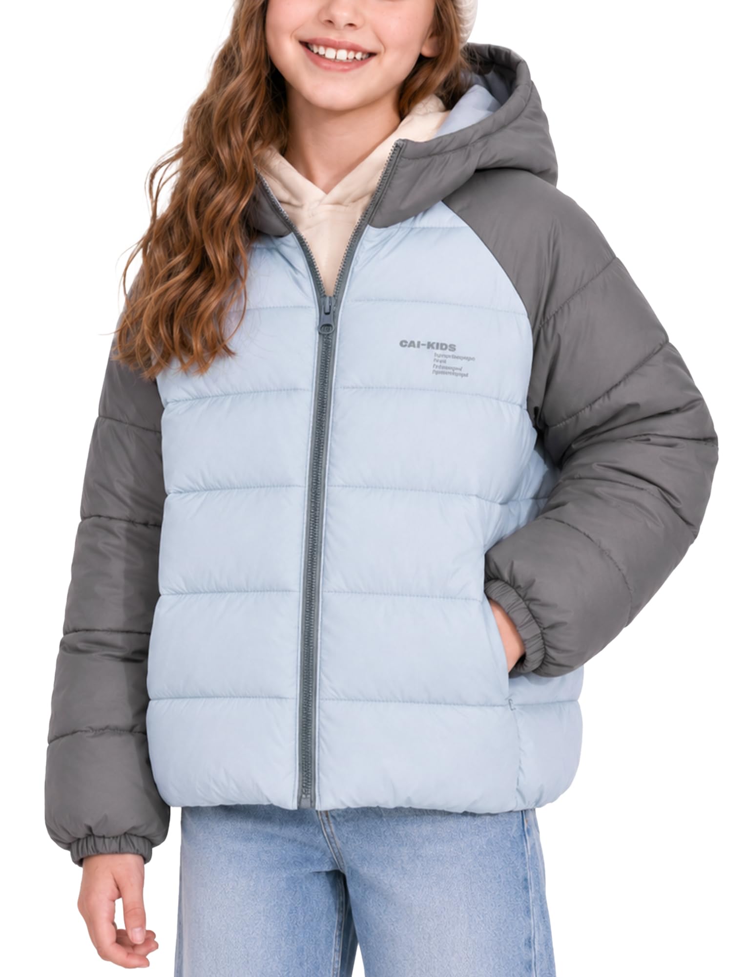 Abrigo de invierno para niña y niño chaqueta acolchada cortavientos chaqueta de esquí con capucha, 4-12 años