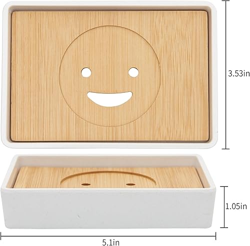 Miniatura 6 de Jabonera de bambú para ducha, soporte de barra de jabón de madera para bandeja de jabón de baño, fácil de limpiar, duradera y con almohadillas