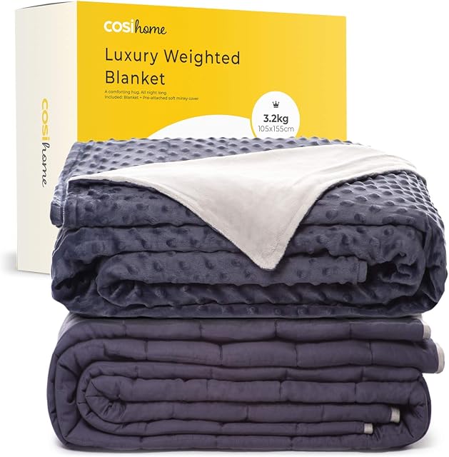 Cosi Home Luxury Weighted Blanket Suitable for Kids & Children - 3.2kg with Ultra-Soft Washable Cotton Cover - Heavy Sensory Blanket for Pressure Therapy & Relaxation (Grey)