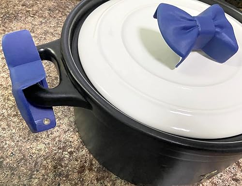 Miniatura 4 de Clip aislante de calor de silicona con pajarita, mini guante para horno, soporte para ollas de protección de dedos, guantes de cocina de cocina,