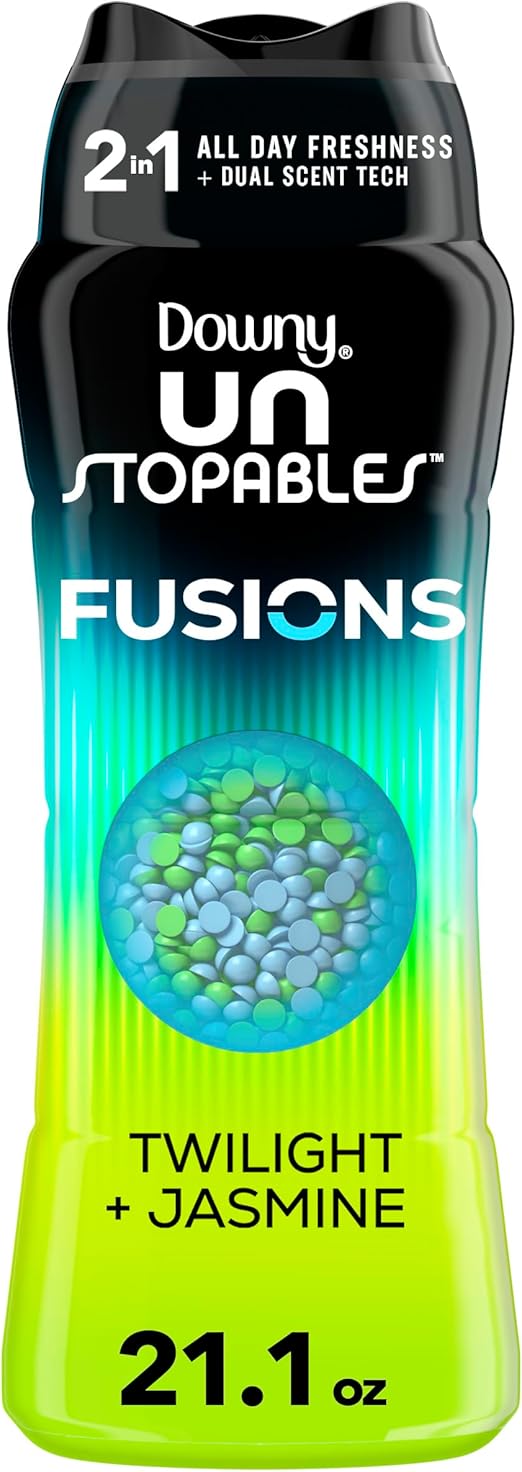 Downy Unstopables Fusions In-Wash Laundry Scent Booster Beads, Twilight and Jasmine Scent, 21.1 oz, 2-in-1 All Day Freshness, Downy Scent Booster Beads, Laundry Scent Boosters