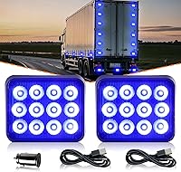 Vista 13 de 2 piezas de luces magnéticas para remolque, baliza roja, luces estroboscópicas magnéticas inalámbricas, luces de advertencia de emergencia