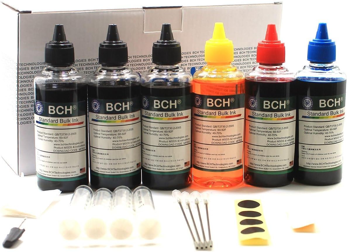 BCH Max Yield 600ml Printer Refill Ink Kit - for Inkjet Printers - Not Edible - High Page Yield, Vibrant Colors