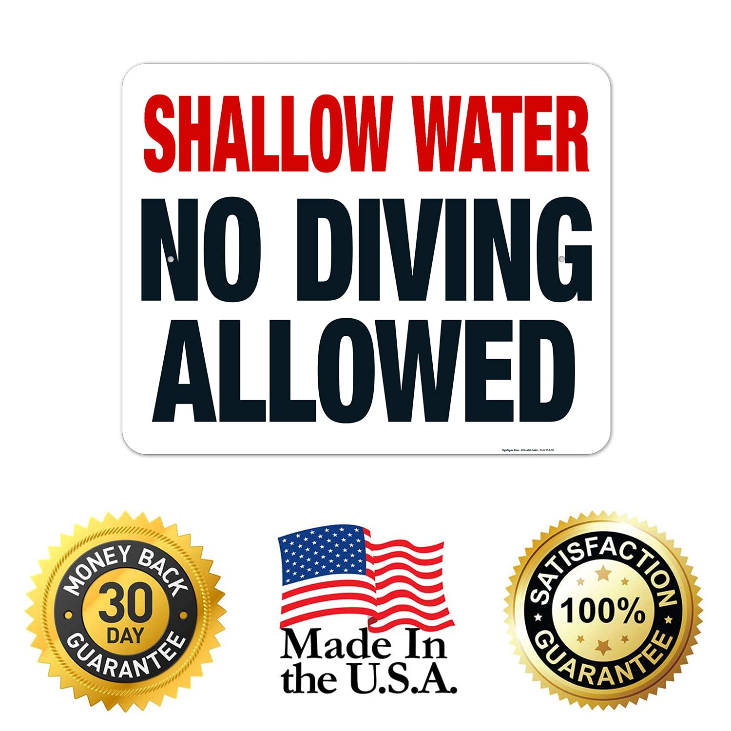 South Carolina No Diving Allowed Sign, Complies with State of South Carolina Pool Safety Code, 24x30 Inches, 55 mil Thick HDPS (high Density polystyrene), Made in USA
