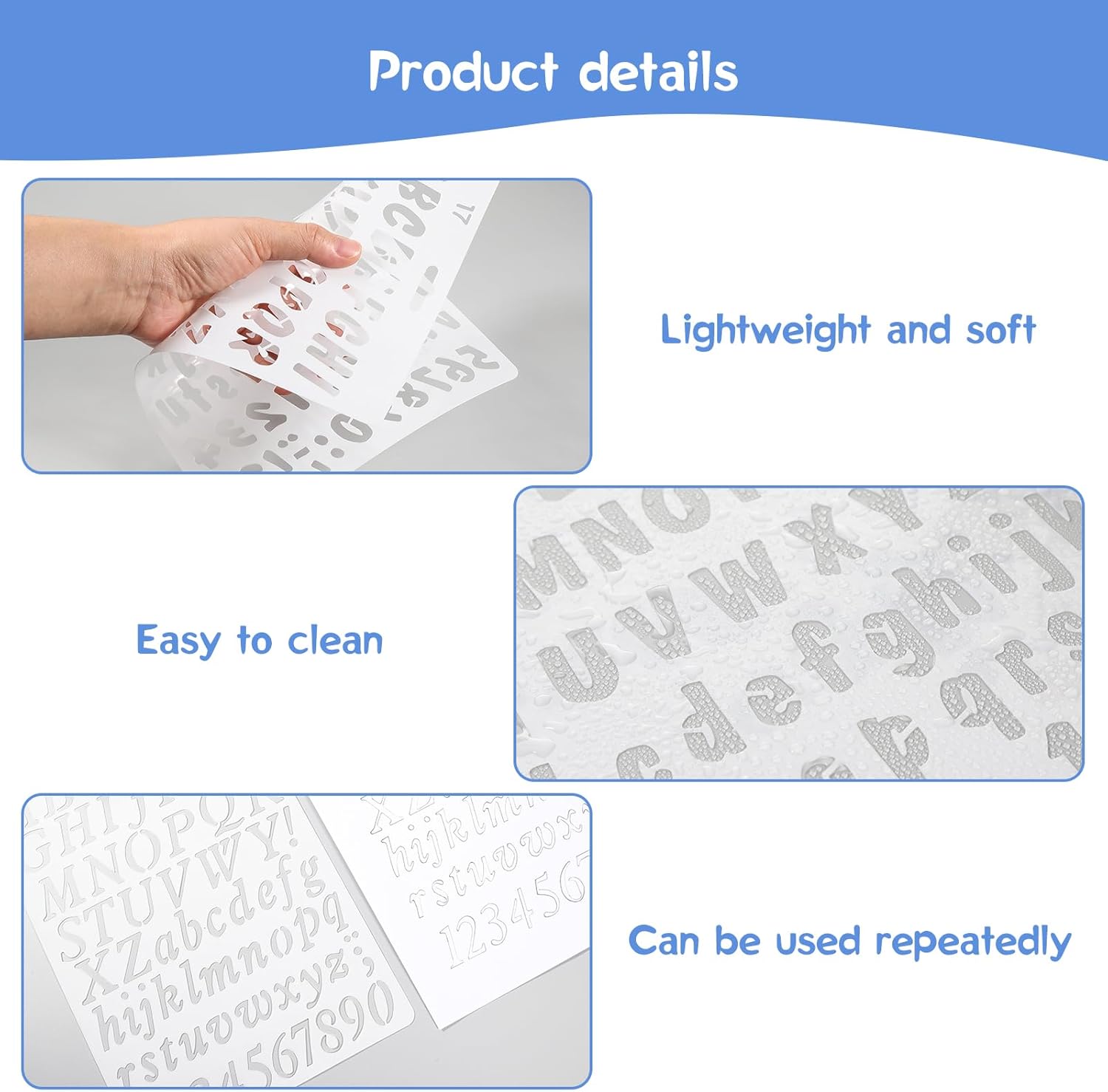 4 Pcs Letter Stencils,Stencils for Painting,Alphabet Number for Crafts Reusable Painting Scrapbook DIY Craft Journal Photo Album ScrapbookDiary