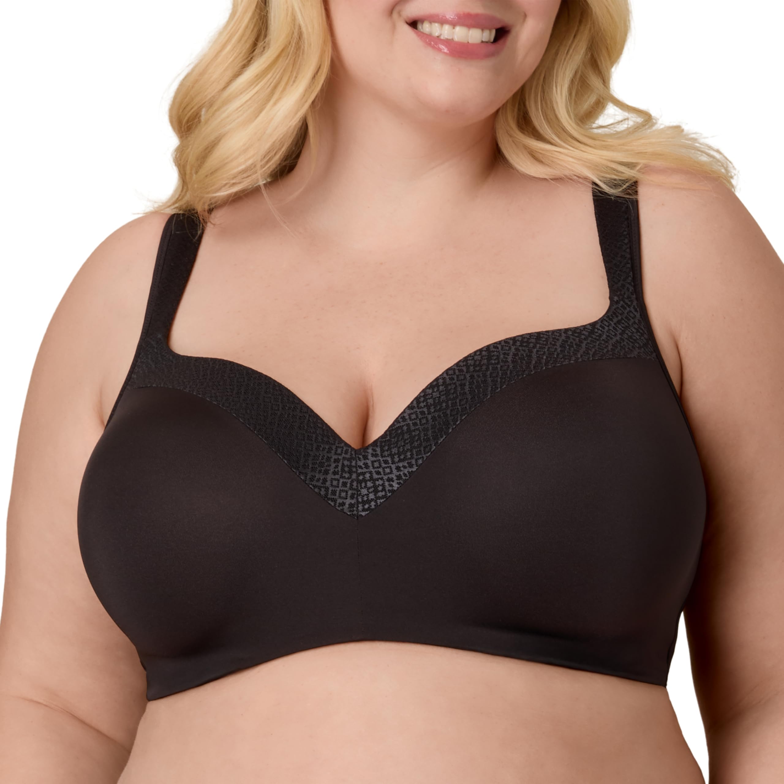 Playtex Womens Balconette Underwire Bra, Plus-Size Bras Available, Full Coverage, Moisture-Wicking, 4802, Dressed in Black, 36C