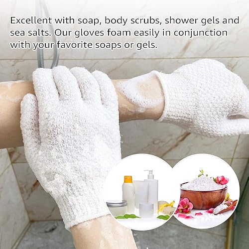 Miniatura 28 de Evridwear Guantes de baño exfoliantes de doble textura para ducha, spa, masaje y exfoliaciones corporales, removedor de células muertas de la piel