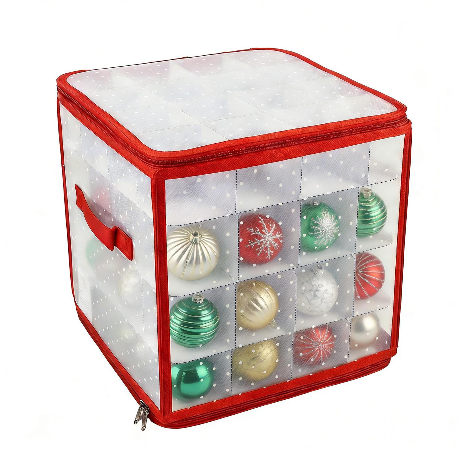 Boîte de rangement pour ornements et décorations de Noël compacte en tissu
