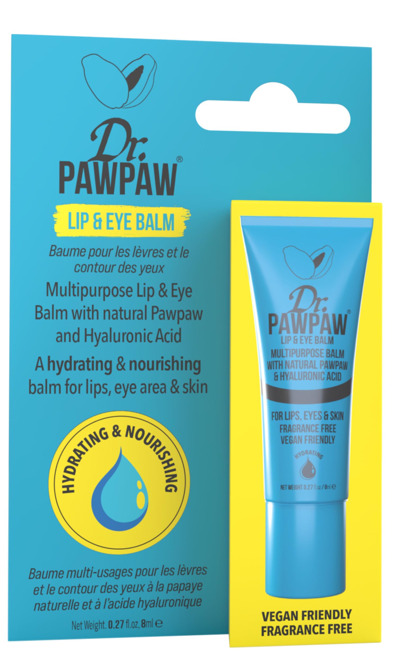 Dr. PAWPAW ORIGINAL BALM Dr Paw Paw Lip & Eye | Hydrating Formula With Natural & Hyluronic Acid | Multipurpose | Fregrance Free | Vegan Friendly | 8Ml