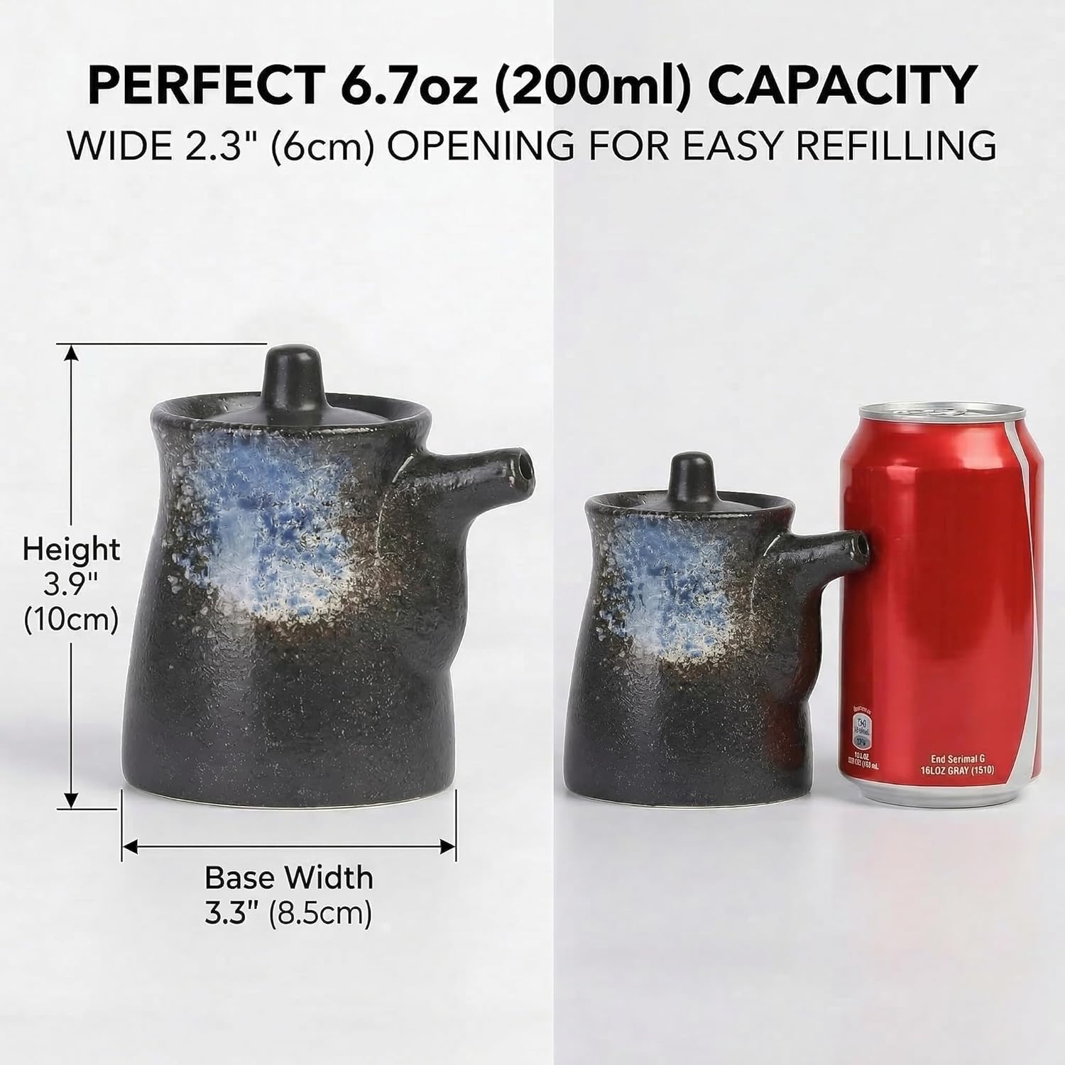 Hemoton 3pcs Ceramic Seasoning Bottle Pottery Japanese Ceramic Soy Sauce Vinegar Grease Pot Cooking Olive Oil Dispenser Sushi Sauce Container for Kitchen Cooking