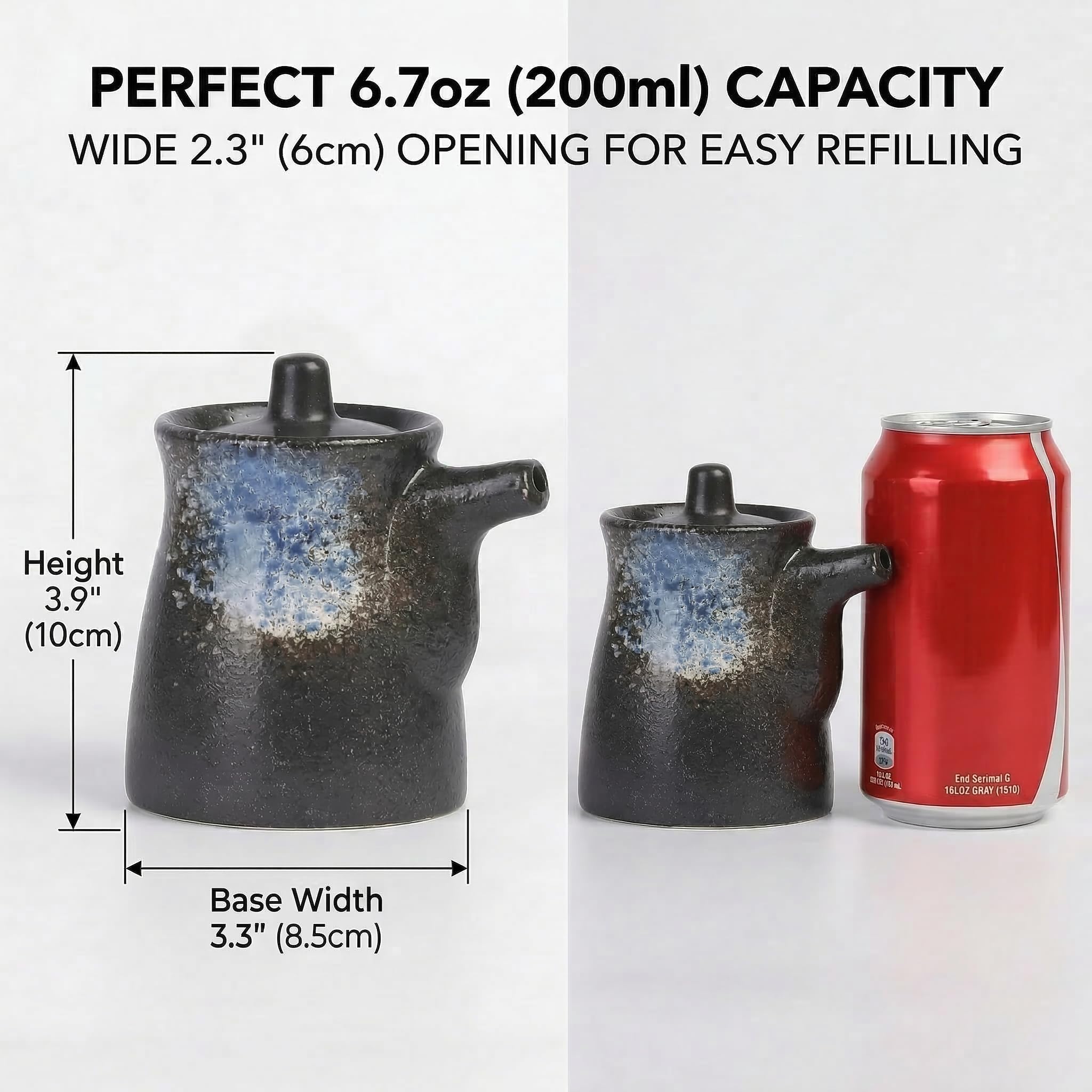 Hemoton 3 pz bottiglia di condimento in ceramica ceramica giapponese salsa di soia aceto grasso pentola da cucina dispenser di olio d'oliva contenitore per salsa di sushi per cucina
