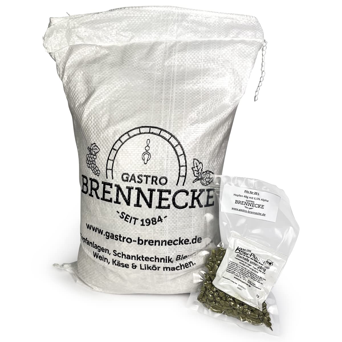 Malzmischung Pils untergärig mit Hopfen und Bierhefe geschrotet oder ungeschrotet (20 Liter, geschrotet)