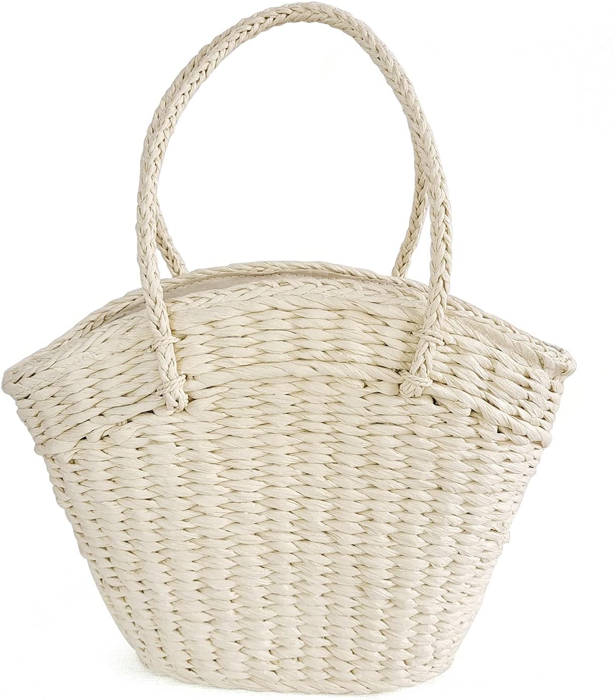 Straw Tote Bag, Women Summer Retro Straw Beach Shoulder Bag (Beige, Khaki)