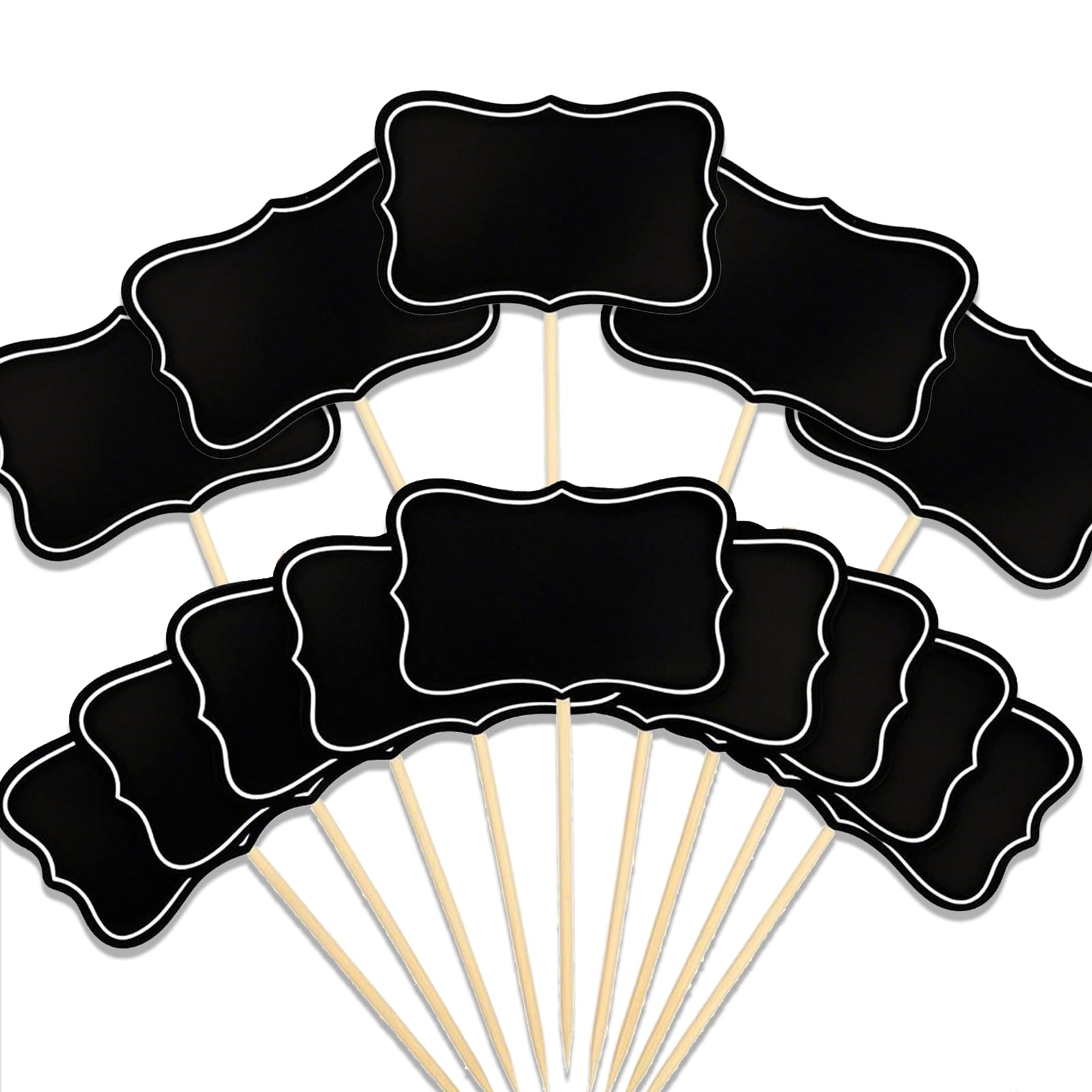 56PCS Buffet Party Food Labels Mini Chalkboard Food Banners Charcuterie Board Accessories Appetizer Signs Blank Buffet Labels for Cupcake Decorations Party Decorations Can Be Written On (Black)