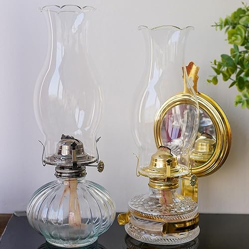 Miniatura 7 de Lámpara de aceite para chimenea, base de 3 pulgadas por 8.5 pulgadas de altura, pantalla de lámpara de queroseno con parte superior prensada,