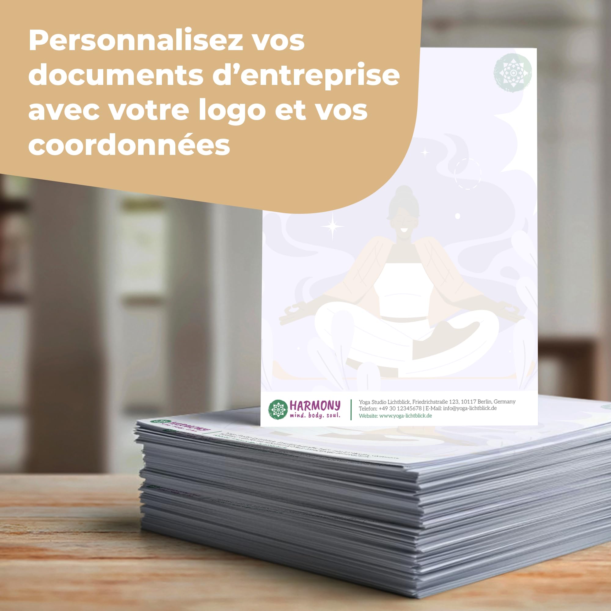 Cimpress Papier à en-tête personnalisé A4, Papeterie entreprise avec logo imprimé, Format 210x297mm FSC, Packs de 10, 50, 100 ou 250 feuilles (100)