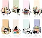 Black Cat Magnetic Bookmarks - 8 Pcs Floral Magnetic Bookmark Plant Bookmark Magnets Page Clip Gifts Book Mark Magnets Cat Lover Gifts for Book Lovers Students Teacher Reading Book Mark