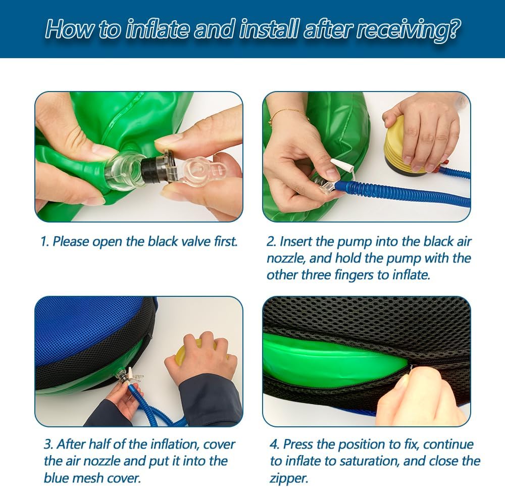 Inflatable Turning Pillow, U-Shaped Bedridden Positioning Device with Removable Polyester Cover, Nursing Aid for Elderly & Disabled, Prevents Muscle Atrophy