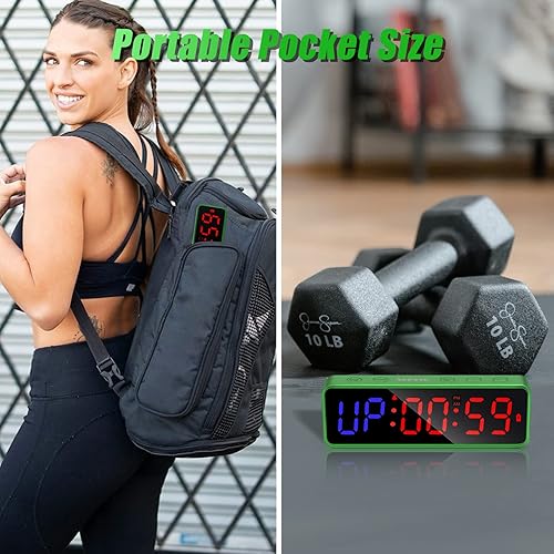 Miniatura 7 de Portable Gym Workout Timer, Fitness Clock with The Rubber Case and Built-in Magnetic Spine, Large LED Digital Anti Vertigo Display, for Home Garage