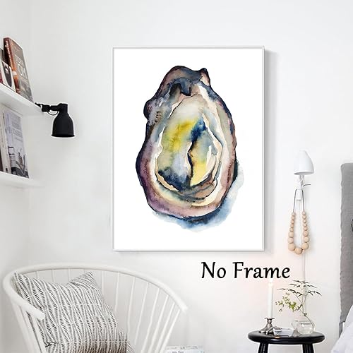 Miniatura 6 de Lienzo de ostras para pared, cuadro abstracto de conchas marinas, impresión de acuarela de ostras, pinturas de vida marina, póster de ostras, arte
